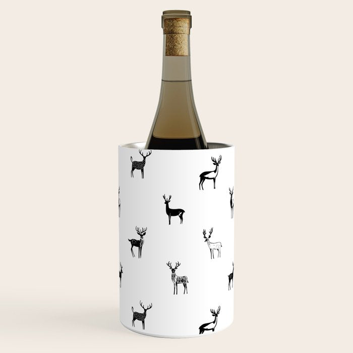 Black and white deer animal art pattern Wine Chiller Gallery Image 1