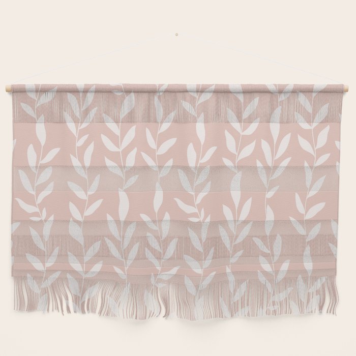 Blush Pink Minimal Plants Pattern Wall Hanging Gallery Image 1
