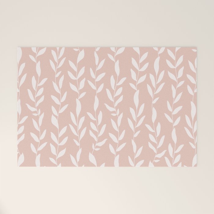 Blush Pink Minimal Plants Pattern Welcome Mat Gallery Image 1