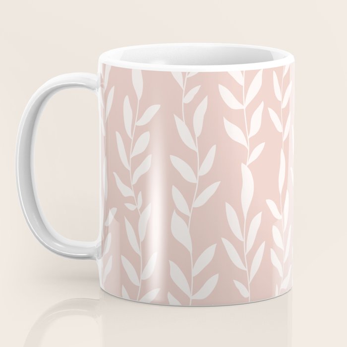 Blush Pink Minimal Plants Pattern Coffee Mug Gallery Image 3