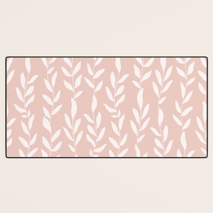 Blush Pink Minimal Plants Pattern Desk Mat Gallery Image 3