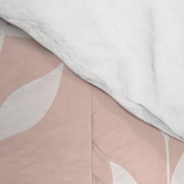 Blush Pink Minimal Plants Pattern Comforter Gallery Image 4