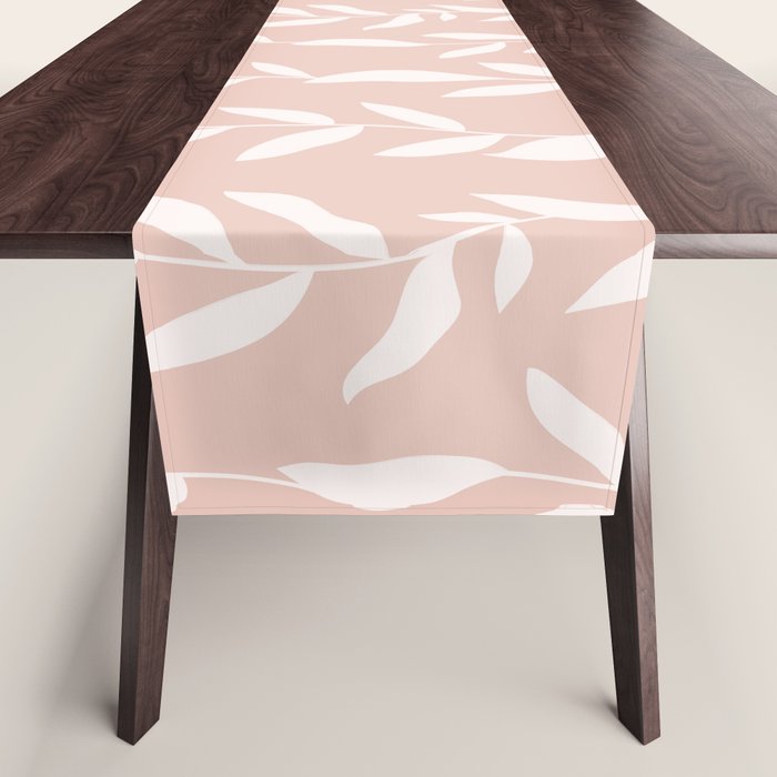 Blush Pink Minimal Plants Pattern Table Runner Gallery Image 1