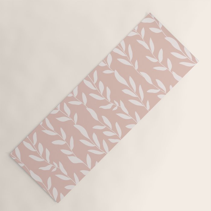 Blush Pink Minimal Plants Pattern Yoga Mat Gallery Image 1