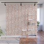 Blush Pink Minimal Plants Pattern Wall Mural Gallery Image 1