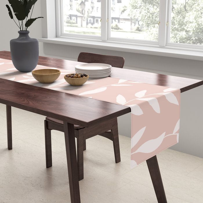 Blush Pink Minimal Plants Pattern Table Runner Gallery Image 2