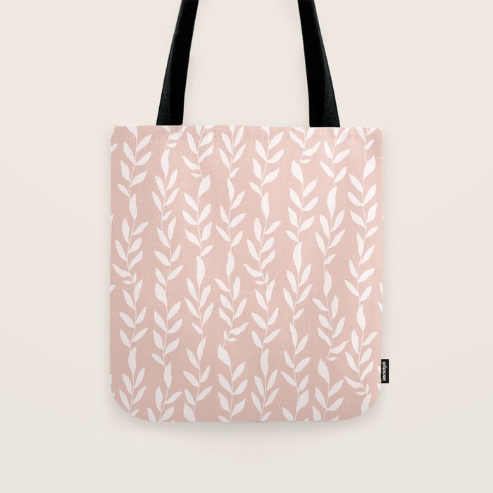 Blush Pink Minimal Plants Pattern Tote Bag Gallery Image 1