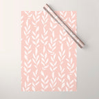 Blush Pink Minimal Plants Pattern Wrapping Paper Gallery Image 1