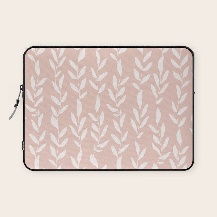 Blush Pink Minimal Plants Pattern Laptop Sleeve Gallery Image 1