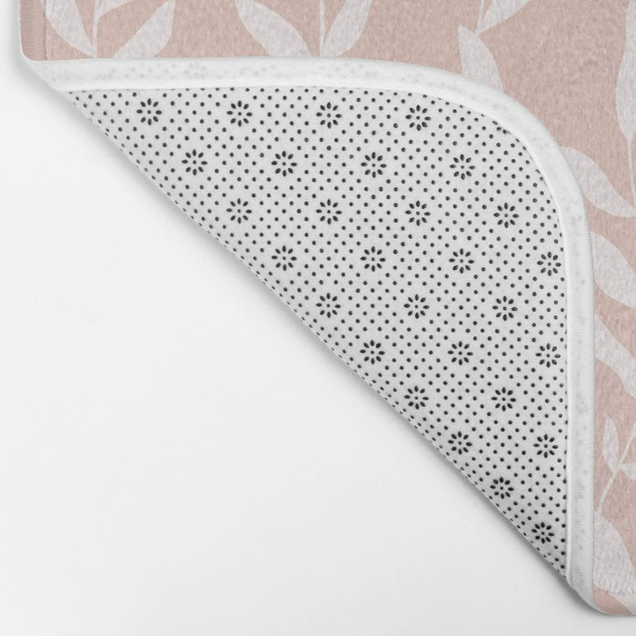 Blush Pink Minimal Plants Pattern Bath Mat Gallery Image 2