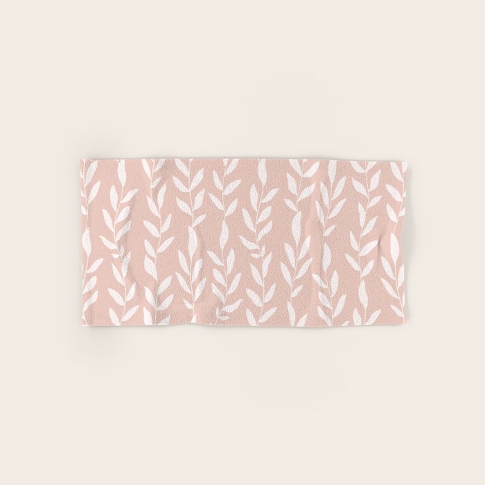 Blush Pink Minimal Plants Pattern Bath Towel Gallery Image 1