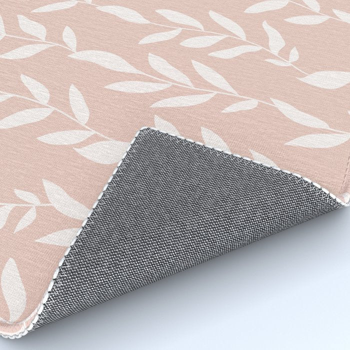 Blush Pink Minimal Plants Pattern Rug Gallery Image 4