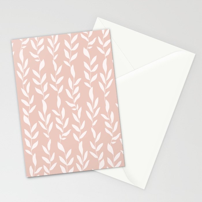 Blush Pink Minimal Plants Pattern Stationery Card Gallery Image 2