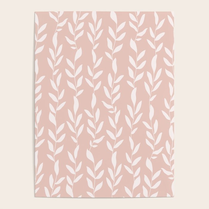 Blush Pink Minimal Plants Pattern Poster Gallery Image 4