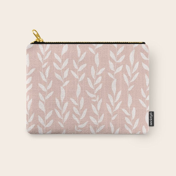 Blush Pink Minimal Plants Pattern Carry All Pouch Gallery Image 1