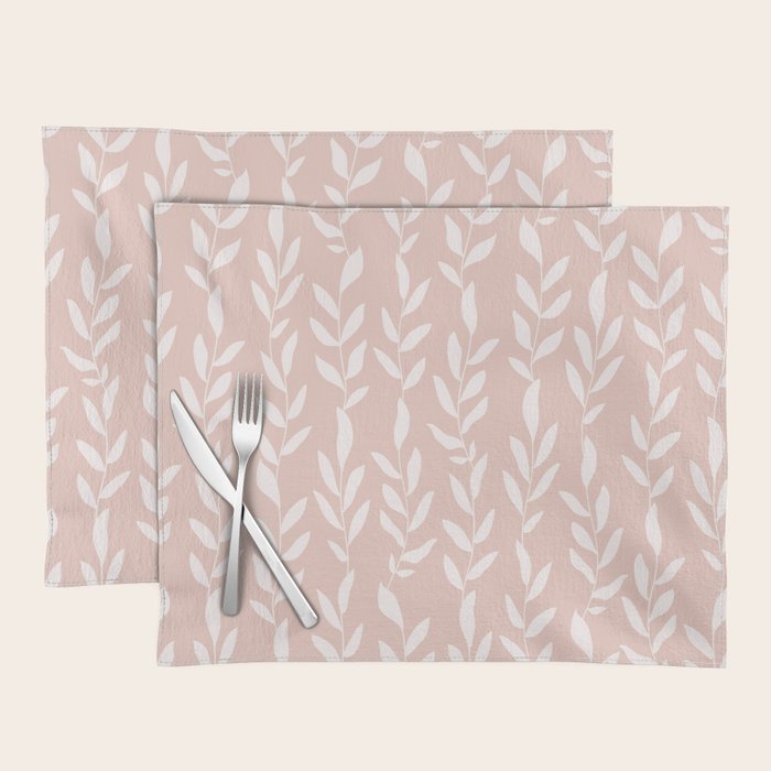 Blush Pink Minimal Plants Pattern Placemat Gallery Image 1