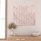 Blush Pink Minimal Plants Pattern Wall Tapestry Gallery Image 2