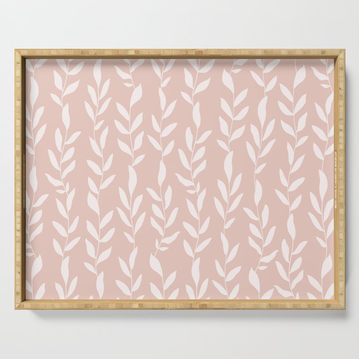 Blush Pink Minimal Plants Pattern Serving Tray Gallery Image 1