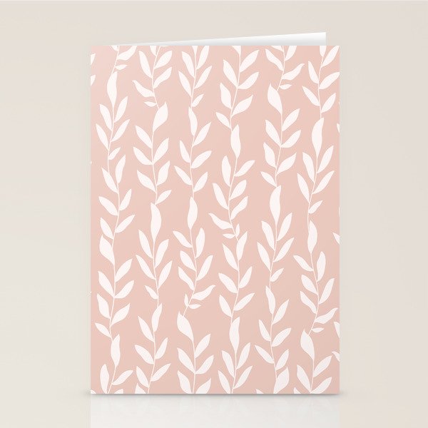 Blush Pink Minimal Plants Pattern Stationery Card Gallery Image 1