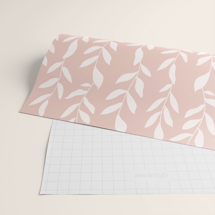 Blush Pink Minimal Plants Pattern Wrapping Paper Gallery Image 2