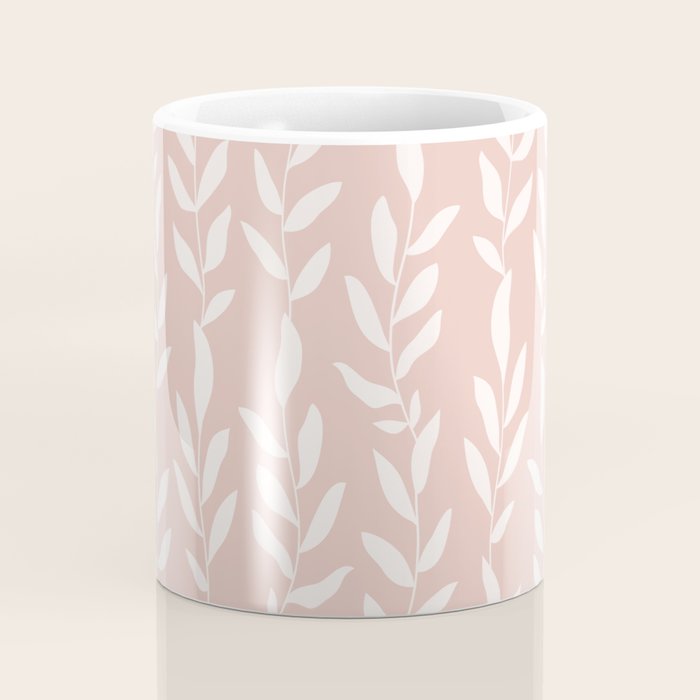 Blush Pink Minimal Plants Pattern Coffee Mug Gallery Image 4
