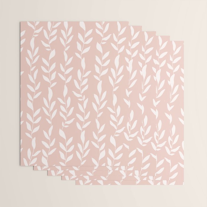 Blush Pink Minimal Plants Pattern Wrapping Paper Gallery Image 3