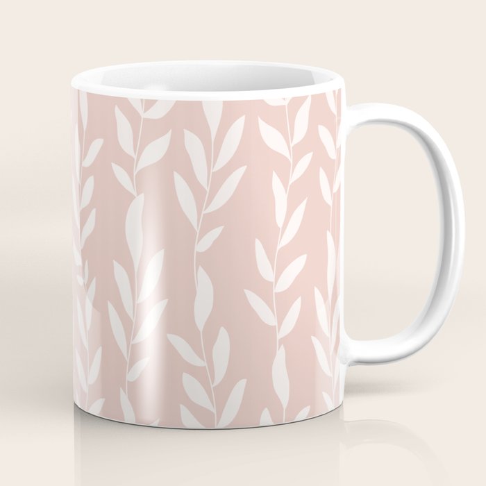 Blush Pink Minimal Plants Pattern Coffee Mug Gallery Image 1