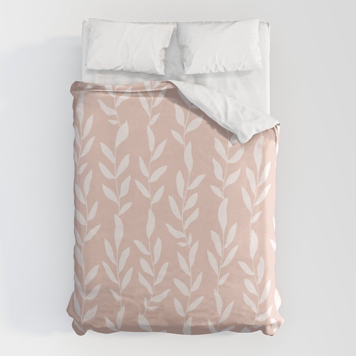 Blush Pink Minimal Plants Pattern Duvet Cover Gallery Image 1