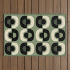 Mid Century Modern Decor 114 Black and Sage Green Outdoor Rug Gallery Image 1