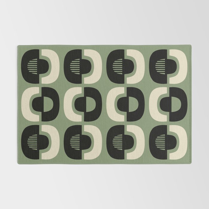 Mid Century Modern Decor 114 Black and Sage Green Rug Gallery Image 2