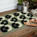 Mid Century Modern Decor 114 Black and Sage Green Outdoor Rug Gallery Image 2