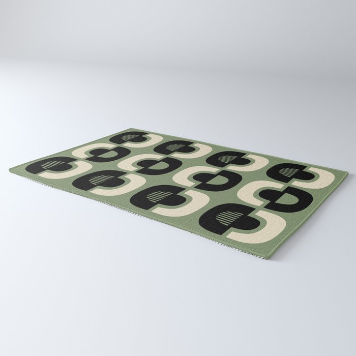 Mid Century Modern Decor 114 Black and Sage Green Rug Gallery Image 3
