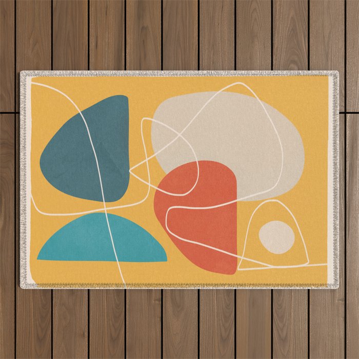 Minimal Colorful Abstract Shapes 11 Outdoor Rug Gallery Image 1