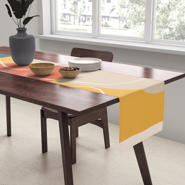 Minimal Colorful Abstract Shapes 11 Table Runner Gallery Image 2