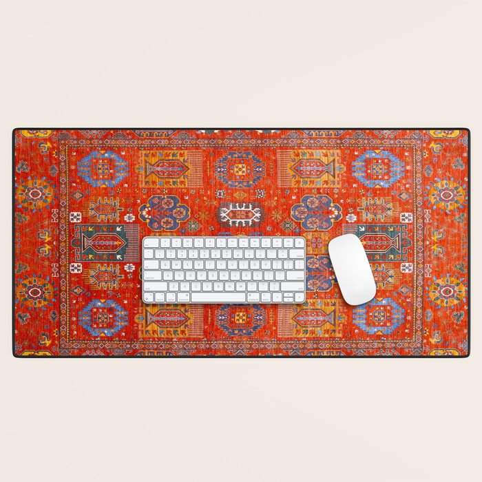 Orange Angel Snowfall Kazak Persian Rug Desk Mat Gallery Image 1