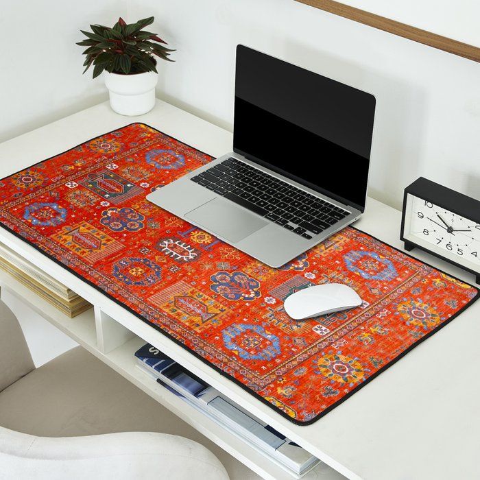Orange Angel Snowfall Kazak Persian Rug Desk Mat Gallery Image 2