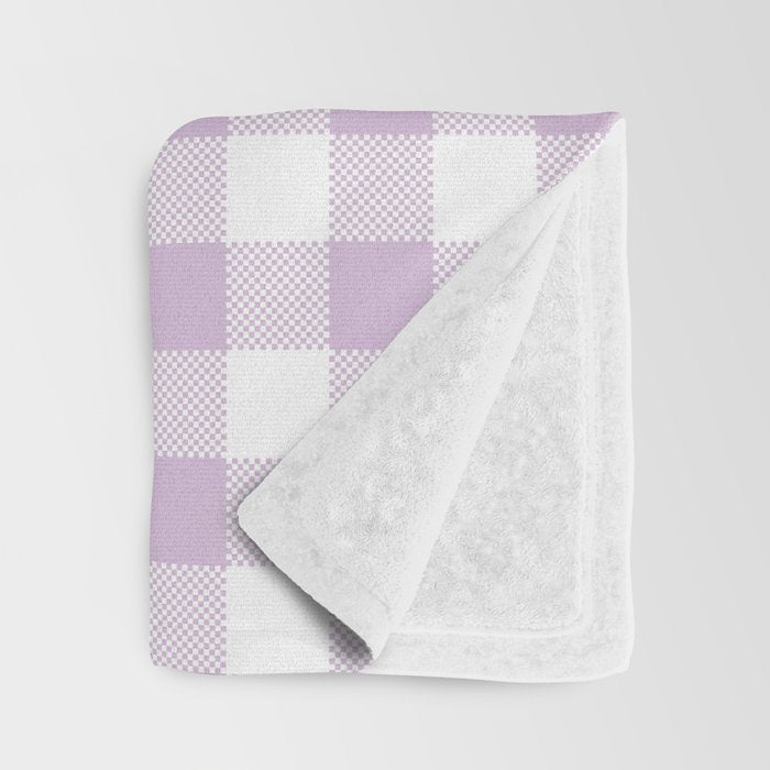 Lilac Plaid Gingham Print Throw Blanket Gallery Image 3