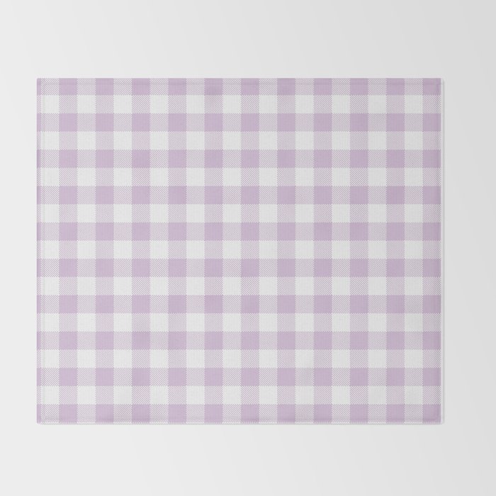 Lilac Plaid Gingham Print Throw Blanket Gallery Image 2