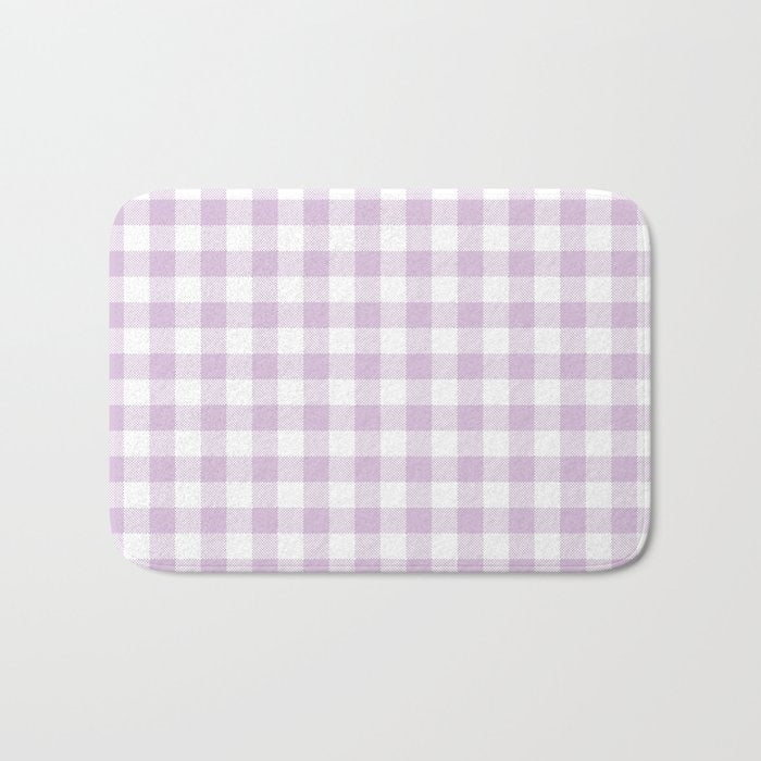 Lilac Plaid Gingham Print Bath Mat Gallery Image 1
