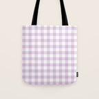 Lilac Plaid Gingham Print Tote Bag Gallery Image 1