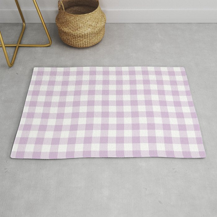 Lilac Plaid Gingham Print Rug Gallery Image 1