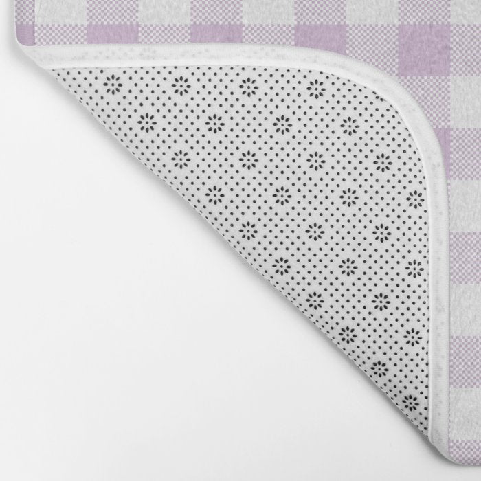 Lilac Plaid Gingham Print Bath Mat Gallery Image 2
