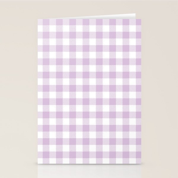 Lilac Plaid Gingham Print Stationery Card Gallery Image 1