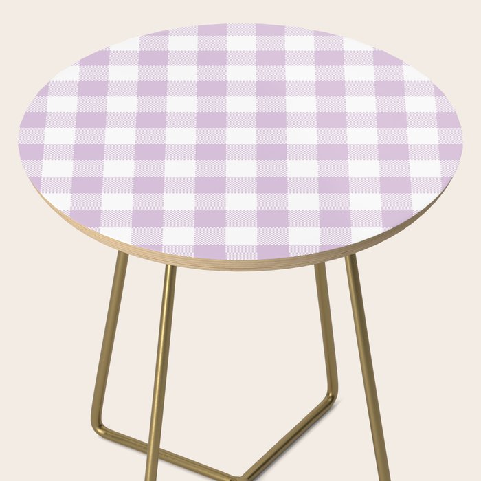 Lilac Plaid Gingham Print Side Table Gallery Image 2
