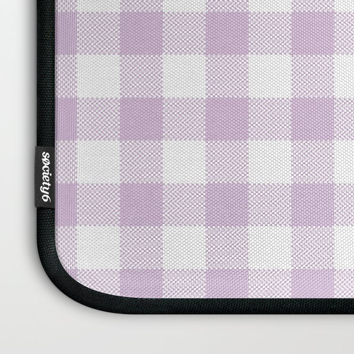 Lilac Plaid Gingham Print Laptop Sleeve Gallery Image 3