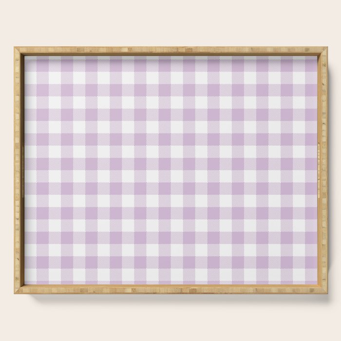 Lilac Plaid Gingham Print Serving Tray Gallery Image 1