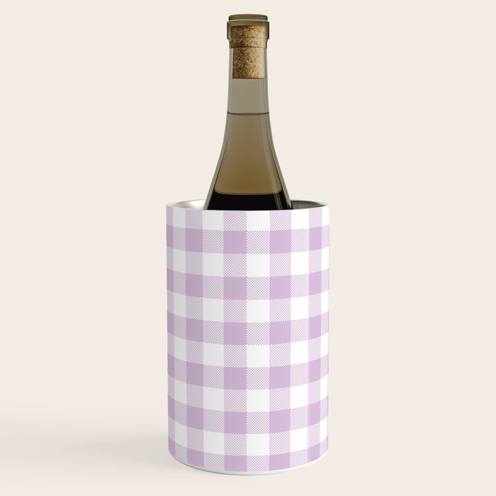 Lilac Plaid Gingham Print Wine Chiller Gallery Image 1
