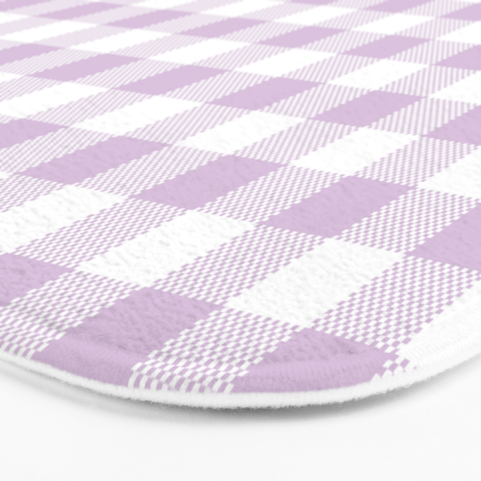 Lilac Plaid Gingham Print Bath Mat Gallery Image 3