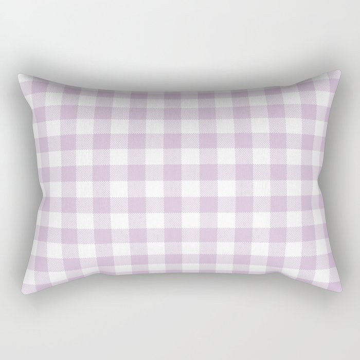 Lilac Plaid Gingham Print Rectangular Pillow Gallery Image 2