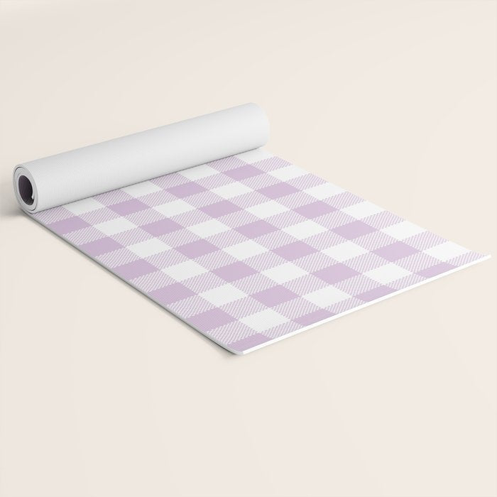 Lilac Plaid Gingham Print Yoga Mat Gallery Image 2